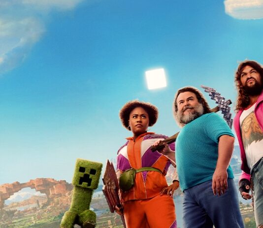 Minecraft Film Released Today The official poster for A MINECRAFT MOVIE. A sunny scene from the Overworld features protagonists Dawn, Steve, Garrett, Henry, Natalie standing next to each other facing the camera. To their left, there is a creeper, and in the foreground we see Dennis, Steve’s pet wolf. An Overworld landscape is visible behind the characters.