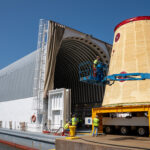 NASA Preps Artemis II Rocket Adapter for Shipment Crews moved the cone-shaped launch vehicle stage adapter out of NASA Marshall’s Building 4708 to the agency’s Pegasus barge on August 21. The barge will ferry the adapter first to NASA’s Michoud Assembly Facility, where it will pick up additional SLS hardware for future Artemis missions, and then travel to NASA Kennedy. In Florida, teams with NASA’s Exploration Ground Systems will prepare the adapter for stacking and launch.