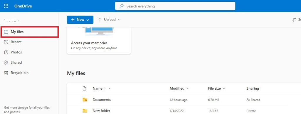 Share - OneDrive Online