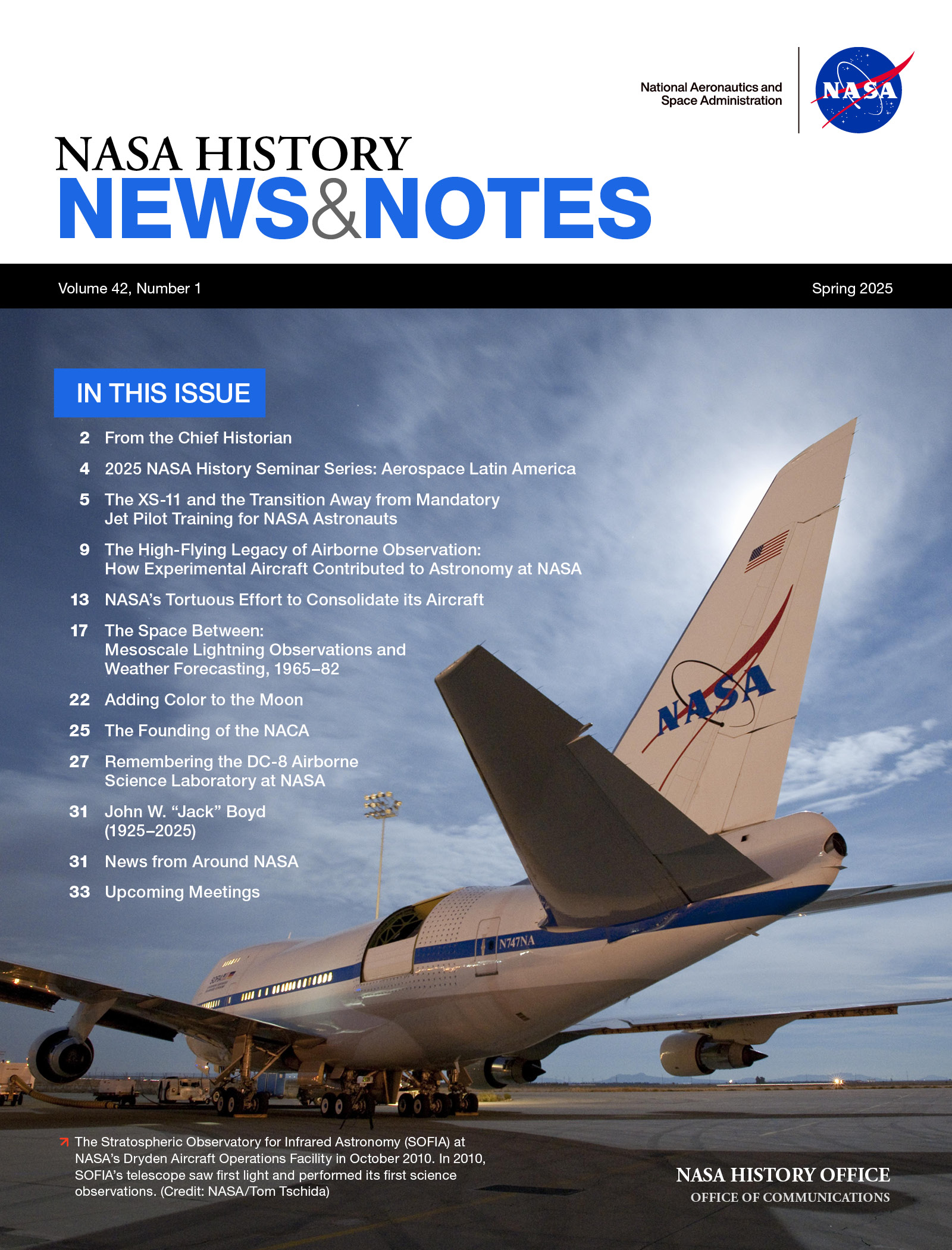 Front Cover for the Spring 2025 edition of NASA History News & Notes