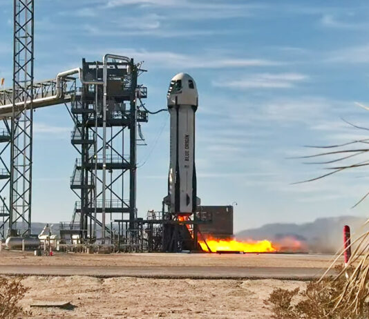 Payloads Prepared for Lunar Mission with Simulated Moon Gravity Tests Launch of Blue Origins New Shepard suborbital rocket system.