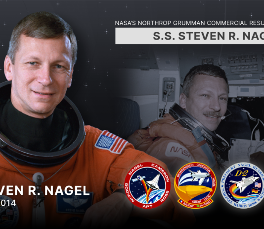 NASA’s CRS-24 Mission: Northrop Grumman Collaboration in Focus. NASA’s Northrop Grumman Commercial Resupply Services 24 spacecraft is named in honor of NASA astronaut Steven Nagel. Selected by NASA in 1979, Nagel is a veteran of four space flights (STS-51G and STS-61AA in 1985, STS37 in 1991, and STS-55 in 1993) and has logged more than 723 hours in space. Nagel died in 2014.