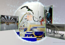 NVIDIA GTC highlights virtual worlds driving the era of AI. Key visual showcasing partner robots in action running and working on an assembly line.