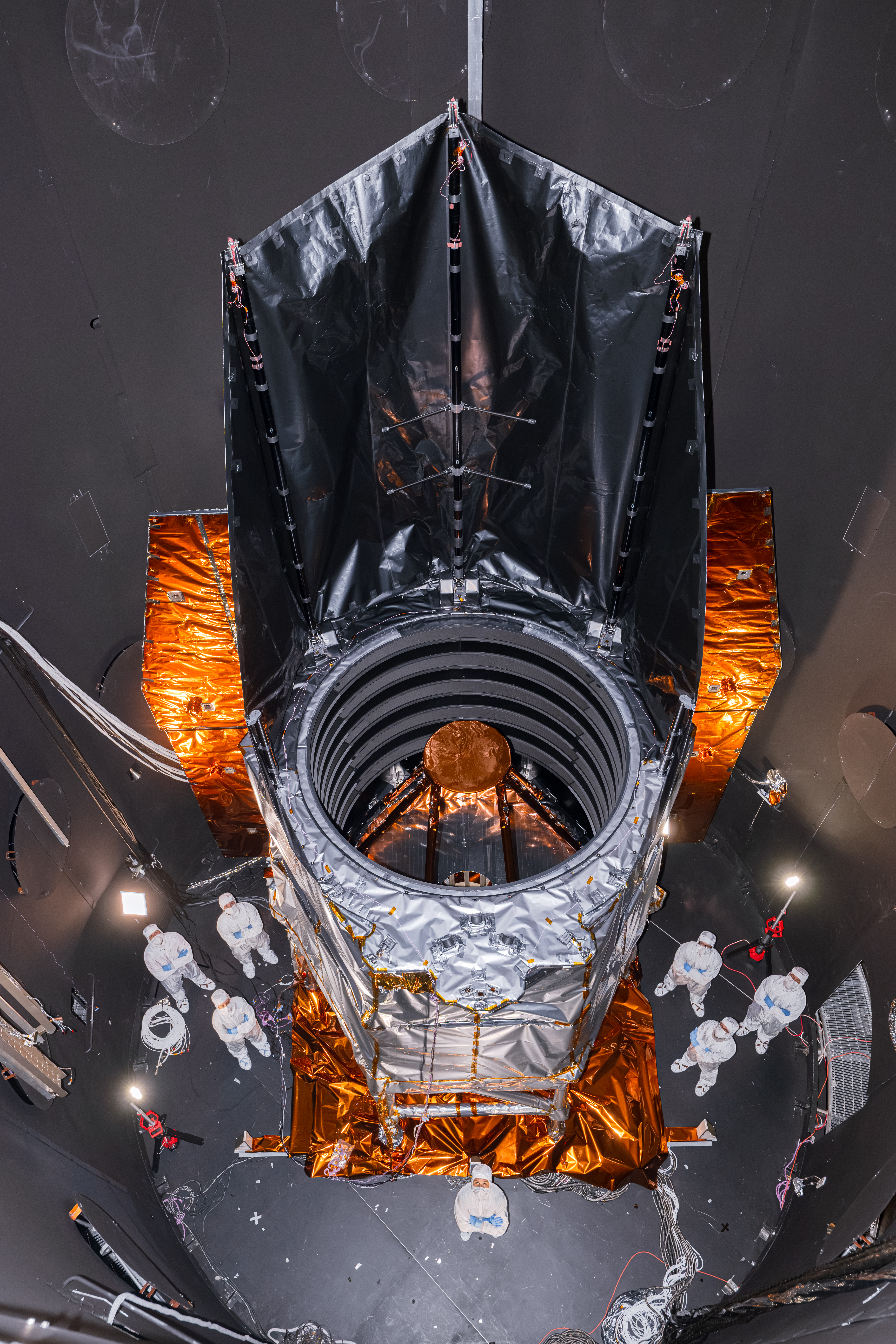 osd in tvac 001.jpg A huge subsystem of the Roman observatory in a thermal vacuum chamber