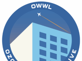 Californians: Join NASA’s Ozone Pollution Study by Flying! The Ozone Where We Live project logo, which shows a sunlit multi-story building with a small aircraft flying over it leaving a yellow contrail in a blue sky. In white letters on a blue field circling the image are the words “OWWL Ozone Where We Live.”