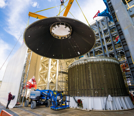 NASA Advances Lunar Rocket with Cutting-Edge Manufacturing Techniques At NASA Marshall, the PLA engineering development unit is installed into the 4697-test stand for structural testing. It was then attached to the large cylindrical structure which simulates the Exploration Upper Stage interface. Load lines were then connected to the top of the PLA.The testing demonstrated that it can handle up to three times the expected load.