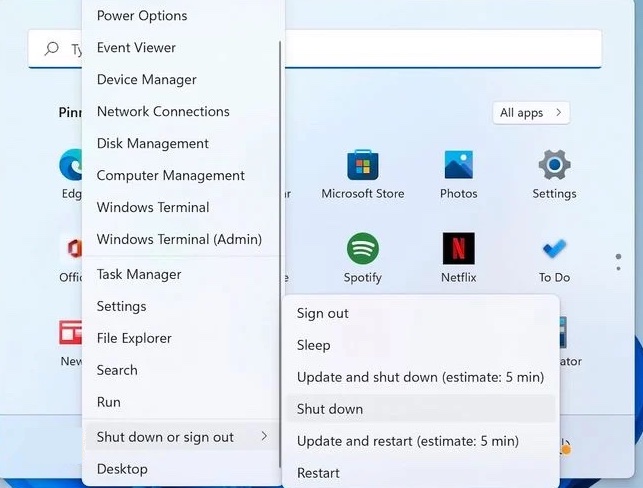 Shut Down Computer in Windows 11