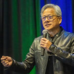 NVIDIA Chief Honored for Boosting Precision Medicine with AI nvidia ceo jensen huang speaking at precision medicine world conference