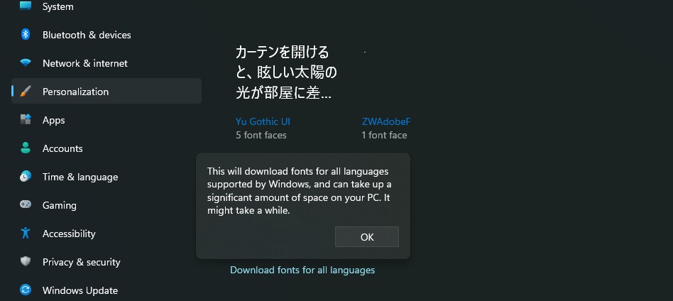 Install font from Settings - Windows 11