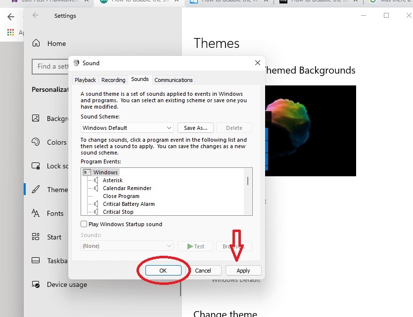 Disable startup Sound in windows 11