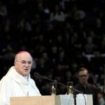 Archbishop Viganò excommunicated by Vatican for committing schism. file photo: archbishop carlo maria vigano speaks during a pro life youth mass at the verizon center in washington