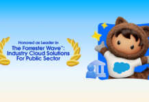 Salesforce earns top spot in public sector industry cloud analysis. Chart showing top industry cloud solutions for public sector based on strength of offering and strength of strategy.