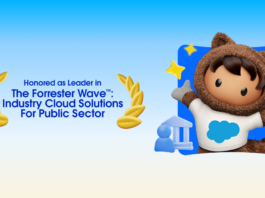 Salesforce earns top spot in public sector industry cloud analysis. Chart showing top industry cloud solutions for public sector based on strength of offering and strength of strategy.