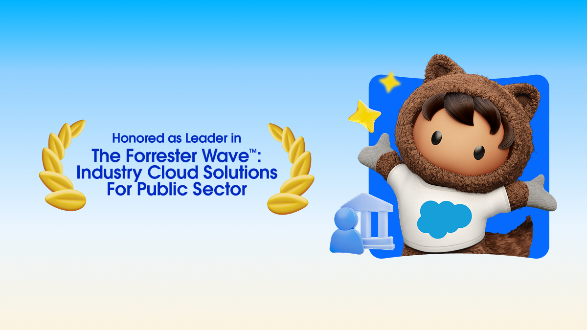 salesforce named a leader in the forrester wave for industry cloud solutions for public sector.png Chart showing top industry cloud solutions for public sector based on strength of offering and strength of strategy.