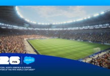 Salesforce Enhances Fan Experience for FIFA World Cups 2026 and 2027 View of soccer pitch.
