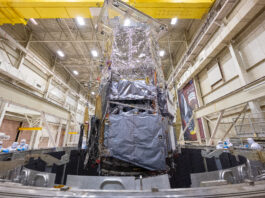 NASA’s Roman Observatory Successfully Completes Critical Evaluations Core portion of Roman observatory exiting test chamber