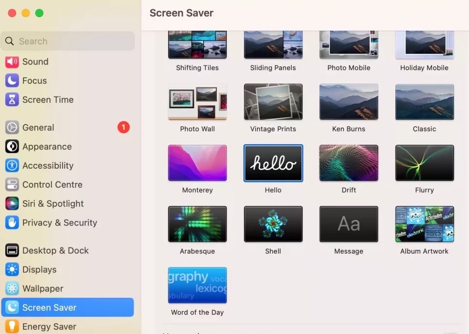 enable Screen Saver