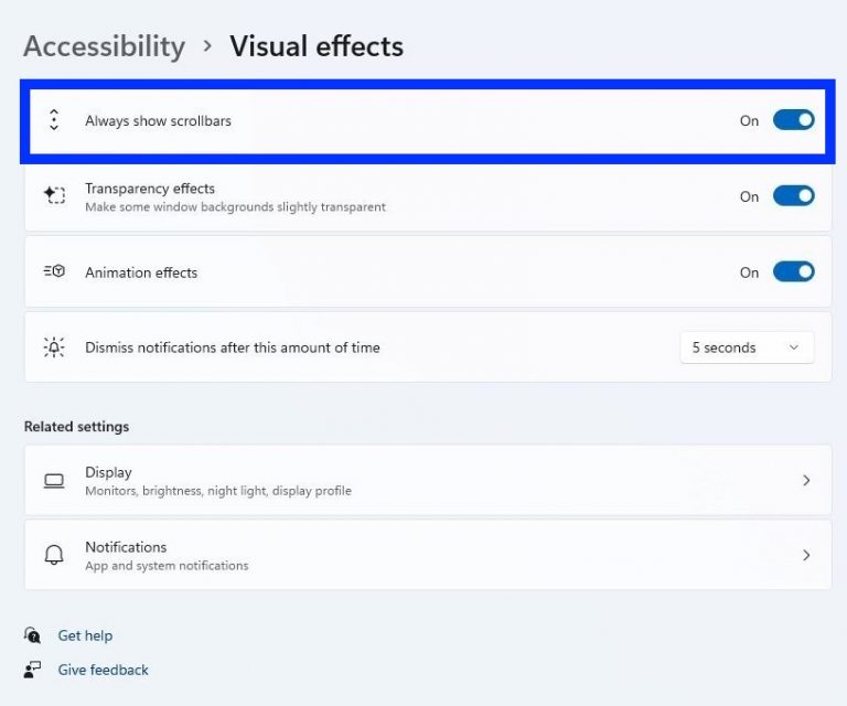 How To Always Show Scrollbars In Windows 11
