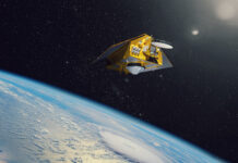 NASA Announces Launch Plans for Global Ocean Monitoring Mission In this artist’s concept, the ocean-observing satellite Sentinel-6B orbits Earth with its deployable solar panels extended.