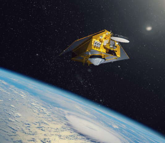 NASA Announces Launch Plans for Global Ocean Monitoring Mission In this artist’s concept, the ocean-observing satellite Sentinel-6B orbits Earth with its deployable solar panels extended.