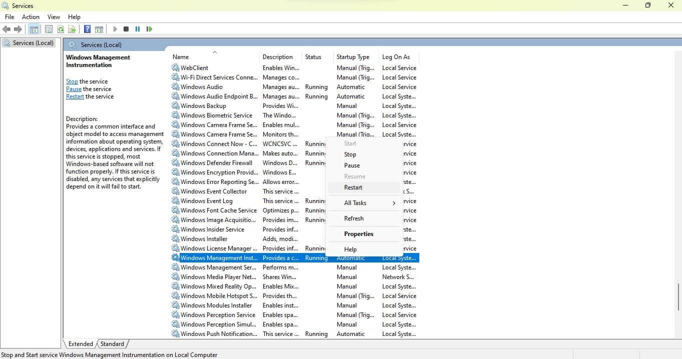 5 ways to Fix: WMI Provider Host (WmiPrvSE.exe) High CPU Usage On Windows 10, Restart Your WMI Service