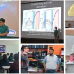 NASA Links Astronomers with Community Colleges Nationwide for Science Collaboration Montage of images of scientists during their visits as Shapley Lecturers. A scientist gives a presentation showing images of a spacecraft and the Sun. A scientist talks to a college instructor, and another scientist poses for a photo with an instructor.