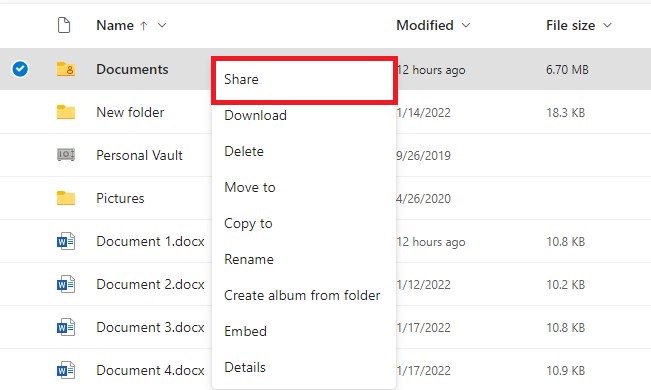 Share - OneDrive Online