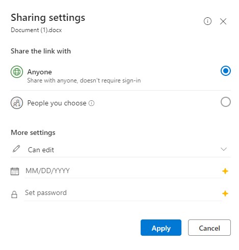 OneDrive: Sharing Settings
