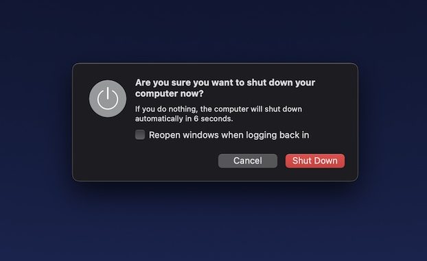 Shut down your MacBook
