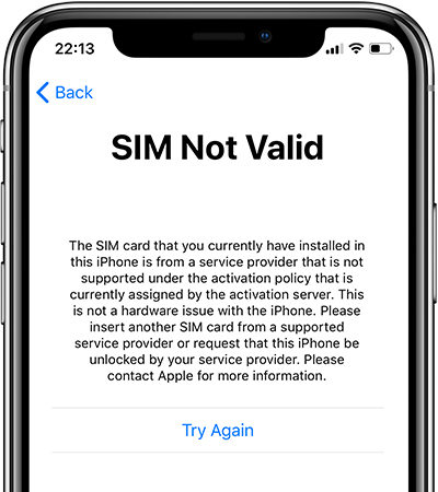 fix 'Sim card not working' issue in iPhone 13