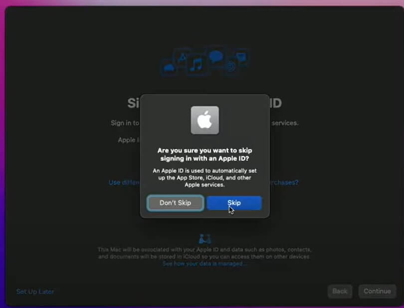 Apple ID skip