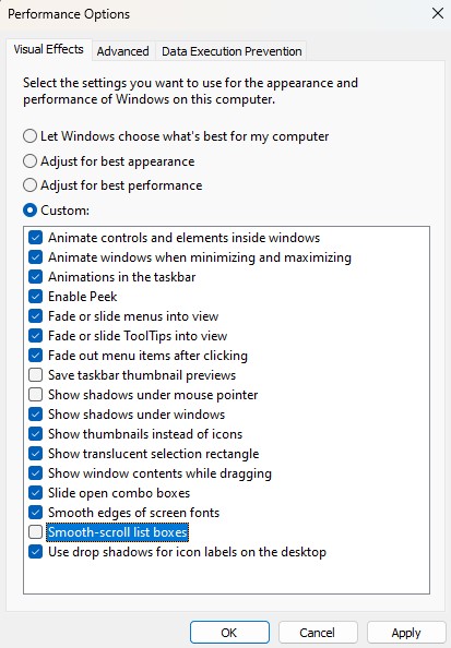 Turn off/Disable Smooth Scrolling Feature on your System, smooth-scroll list boxes