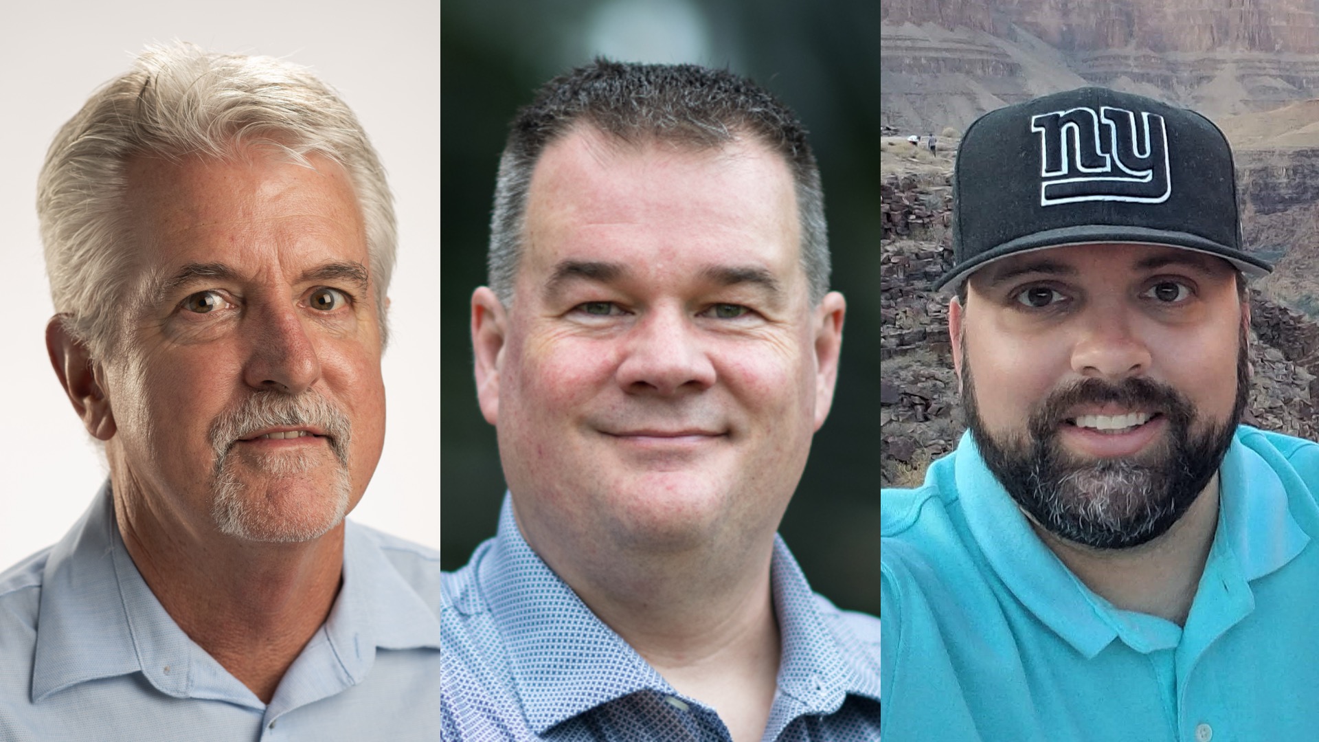 Images of the awardees of the NASA Ames Research Center award Stars of the Month, pictured from right to left: Michael Flynn, Ross Beyer, and Matt Johnson