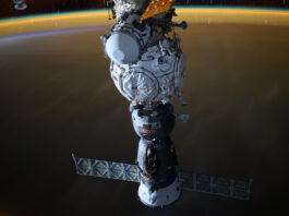 NASA Announces Broadcast for Tracy C. Dyson’s Crew Return A long-duration photograph of a Roscosmos Soyuz spacecraft docked to the International Space Station’s Prichal module as the station orbits 258 miles above Nigeria.
