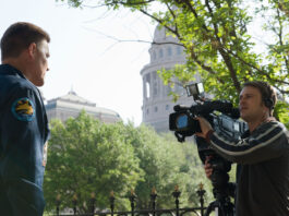 NASA to Present Developments and Opportunities at Texas Capitol Astronaut interview with video camera
