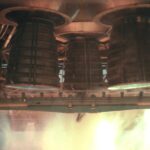 NASA Stennis’ Pivotal Role in Space Shuttle Engine Trials a plume of hot fire of the space shuttle Main Propulsion Test Article in 1979 on the B-2 side of the Thad Cochran Test Stand.