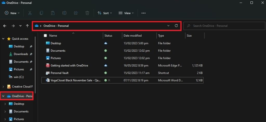 OneDrive - Personal on Windows 11