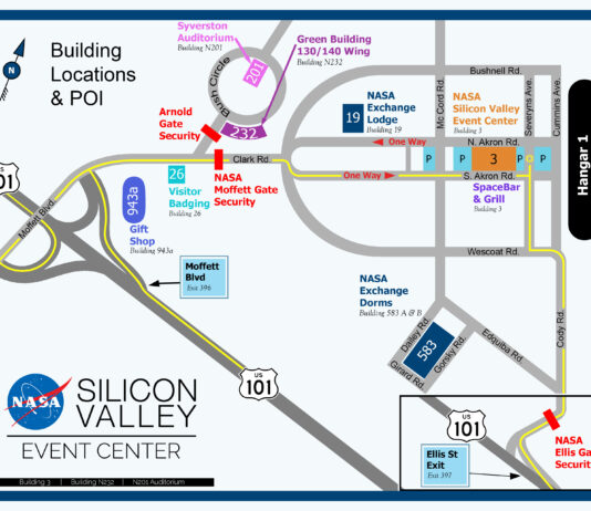 NASA Parking Details for Silicon Valley Event Center SVEC building locations including parking areas.