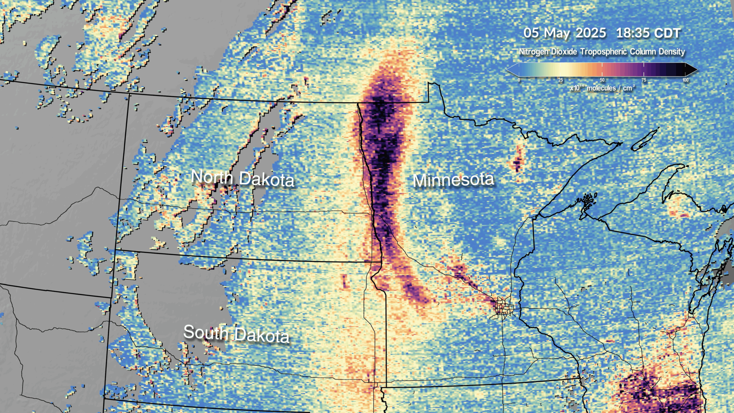 tempo data visual 05 05 2025 still.png NASA Mission Monitoring Air Quality from Space Extended - NASA