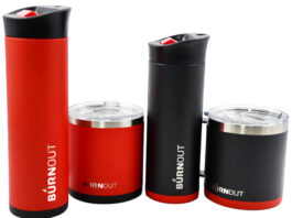 NASA Explores Science Behind Ideal Coffee Cup A selection of red and black Burnout coffee mugs.