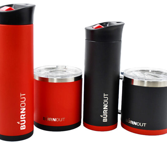 NASA Explores Science Behind Ideal Coffee Cup A selection of red and black Burnout coffee mugs.