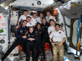 Axiom Mission 4 Departure Coverage Announced by NASA The Axiom Mission 4 and Expedition 73 crews, join together and smile for a group portrait inside the International Space Station