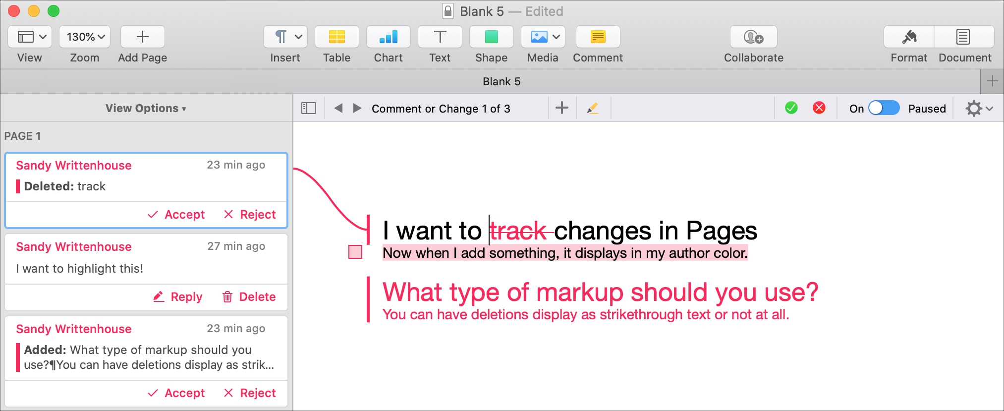 How To Use Track Changes In Apple Pages On Mac