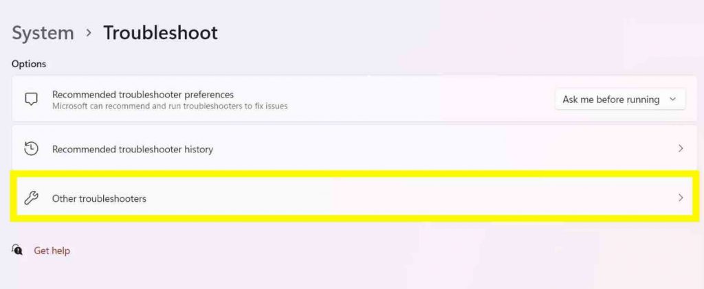 Run troubleshoot in windows 11