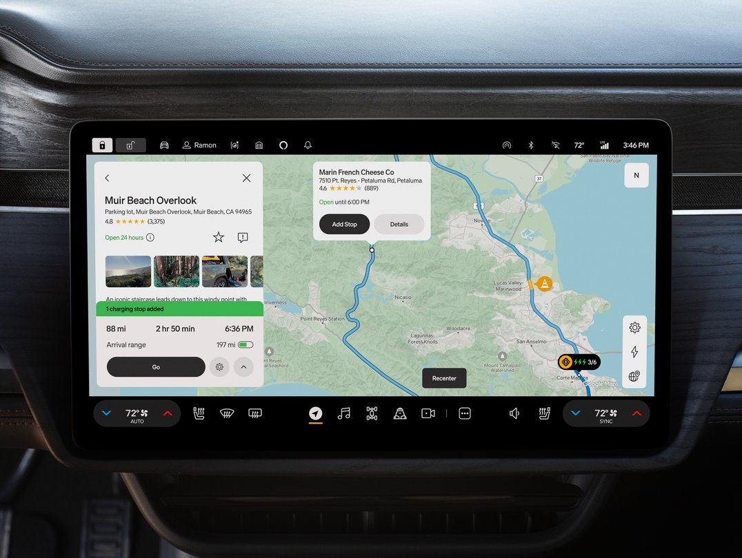 ui screen rivian nav with google maps.max 1440x810.jpg Rivian is getting a new navigation system with Google Maps.