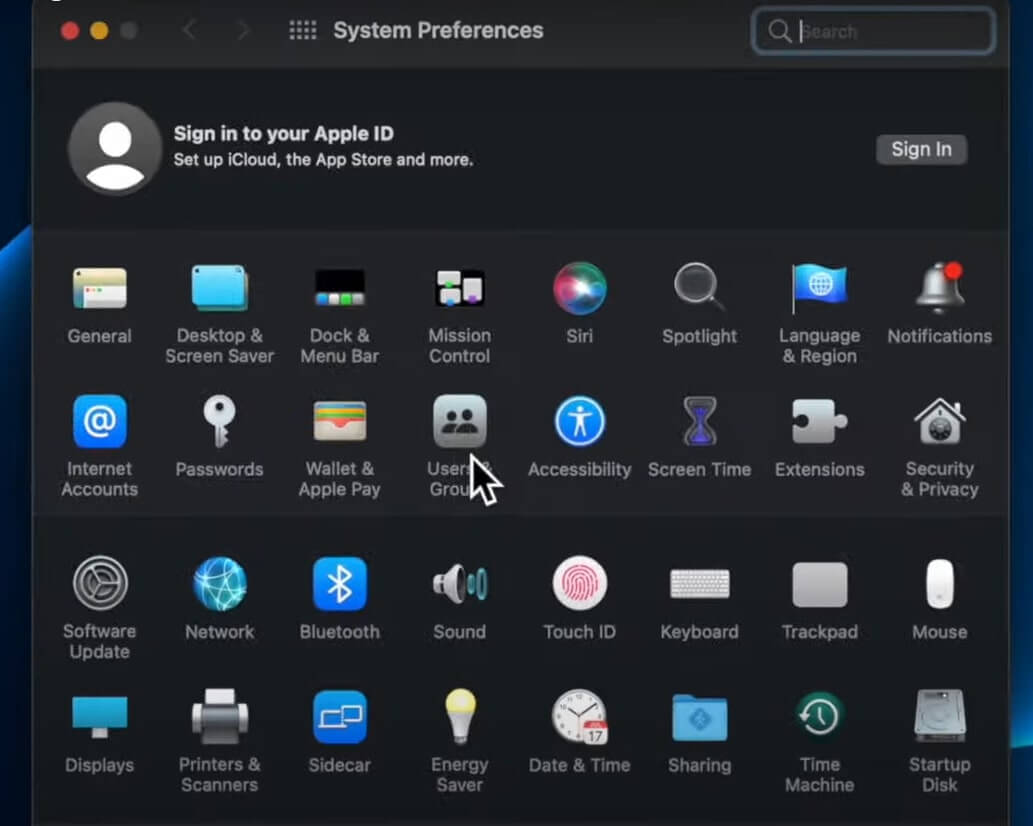 users and groups in Apple