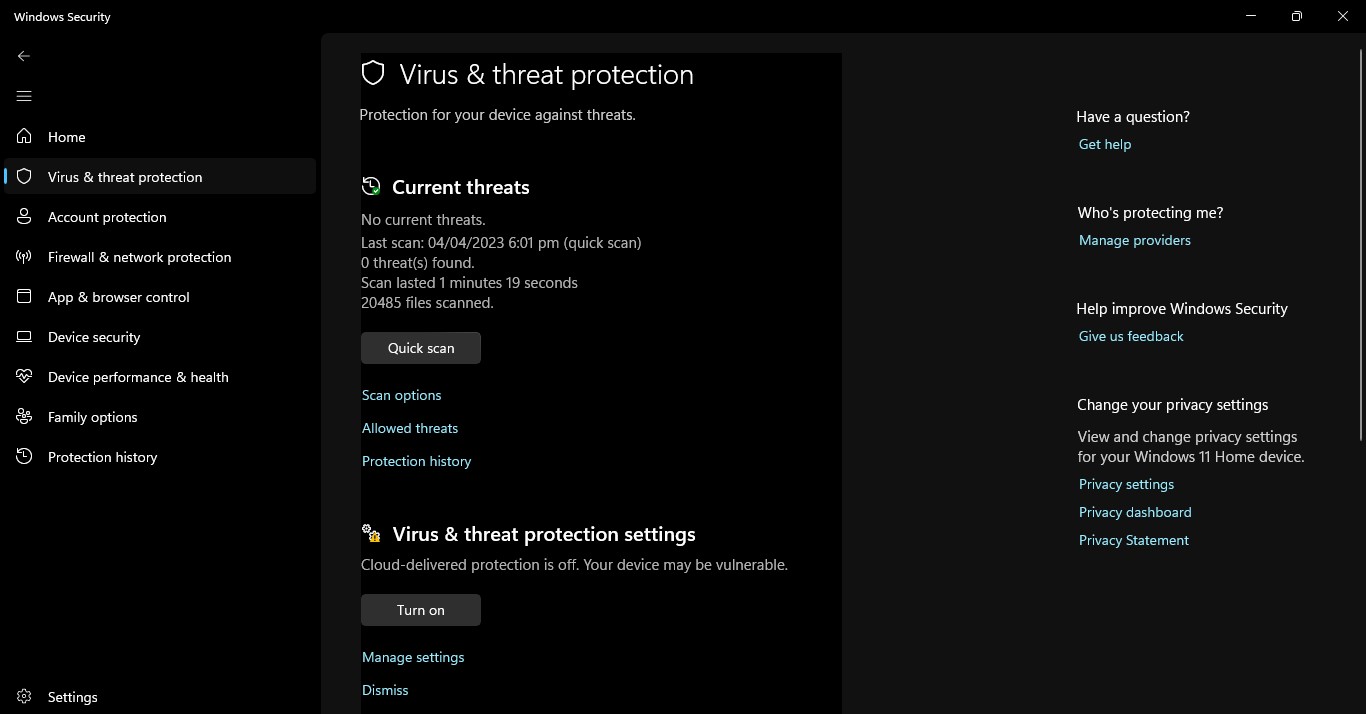 virus & threat protection
