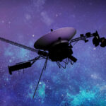 NASA Shuts Down Voyager Instruments to Prolong Mission An artist’s concept of the Voyager spacecraft, set against a starry blue and purple background.