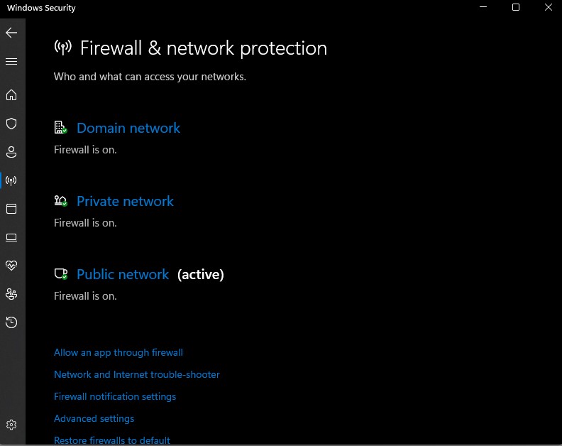 Security Page - Private network